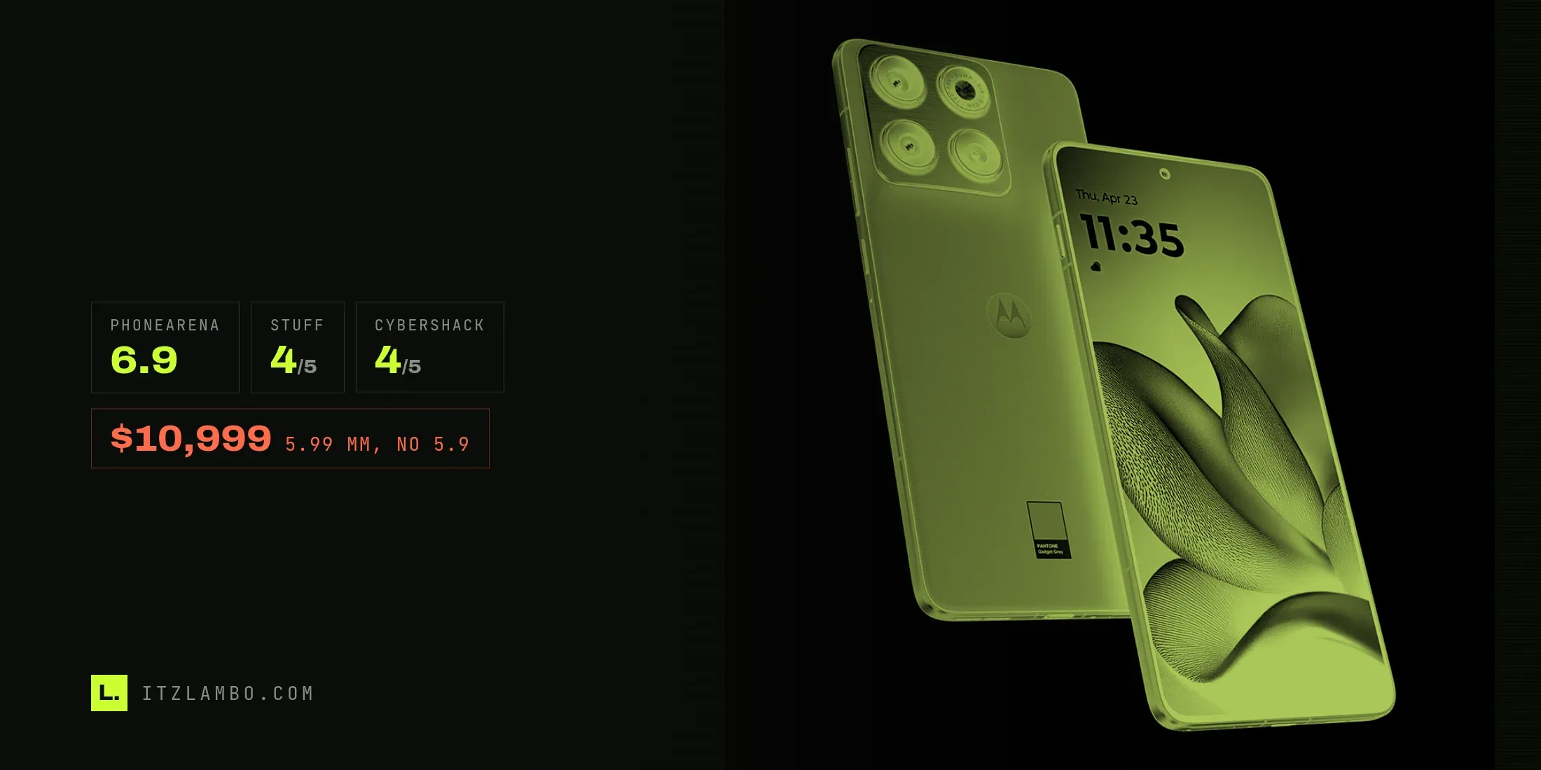 Render de prensa del motorola edge 70 en color gris sobre fondo blanco, visto de tres cuartos, con el acabado trasero texturizado y el módulo de cámaras cuadrado en la esquina superior.